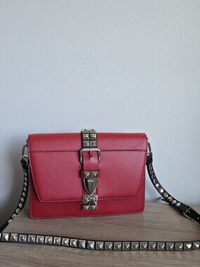 Prada Elektra Red/black Color City Calf+Saffiano Leather Crossbody Bag